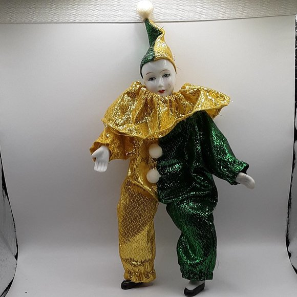Harlequin Jester Clown Girl Doll Vintage Preowned Bendable Wires Collectible - Picture 11 of 14